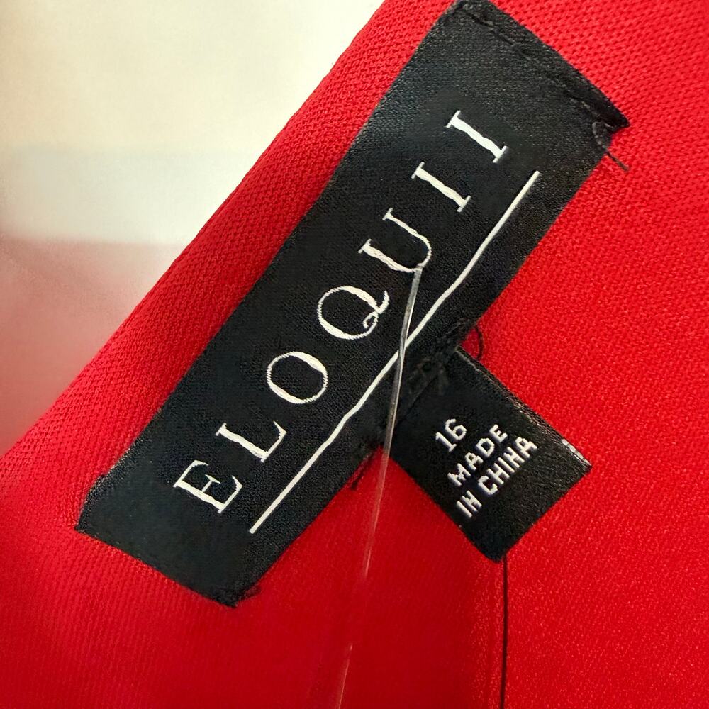 NWT Eloquii Maxi Formal Dress Womens Plus Size 16 Red Sleeveless V-Neck Hi-Low - Picture 3 of 9